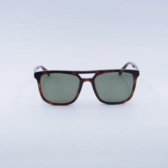 Saint Laurent SL455 002 Sunglasses Havana Square Frame, Green Lenses - Picture 2 of 11
